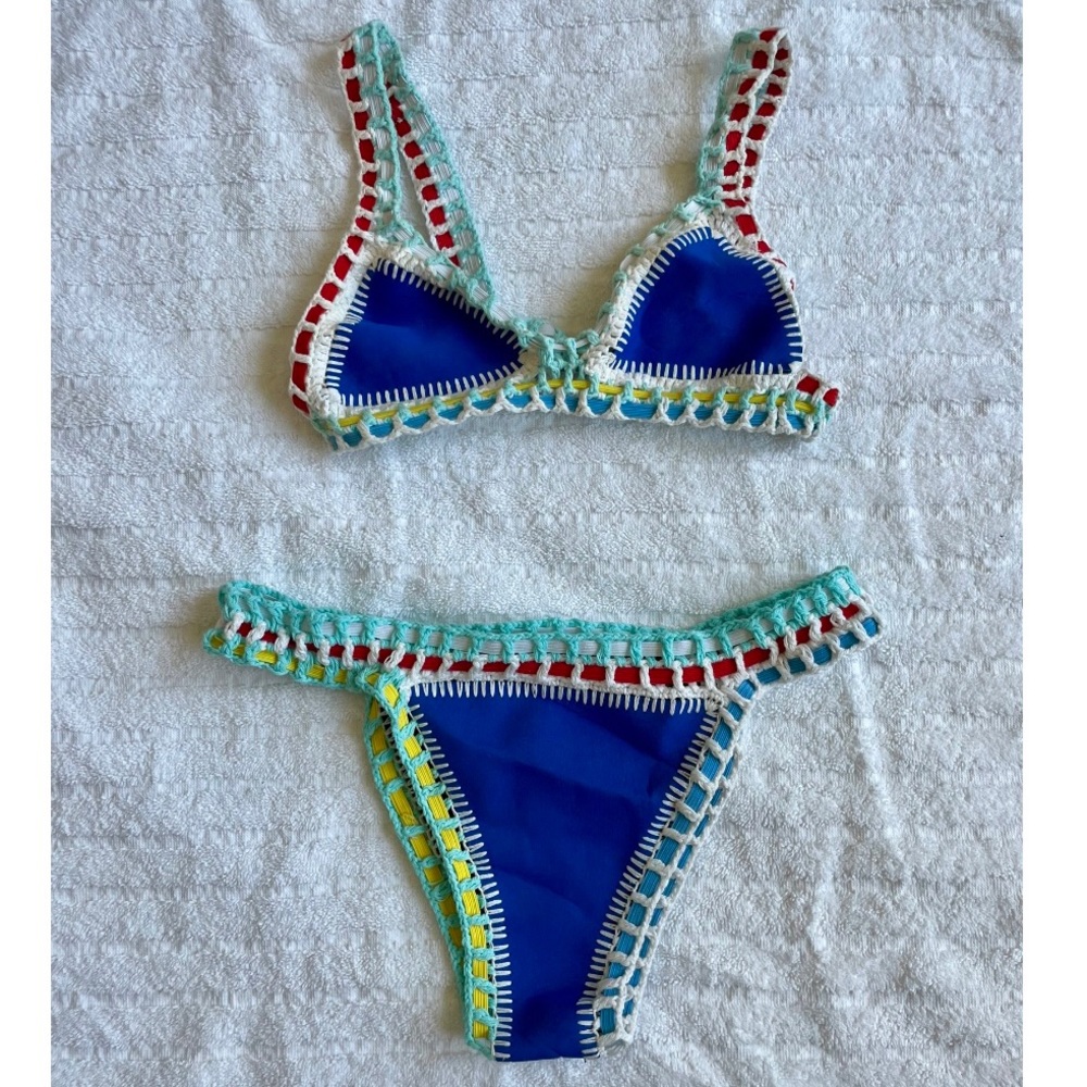 Reversible Kiini Dupe bikini, blue and black